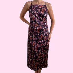 Jason Wu satin midi length semiformal dress cross back size small watercolor